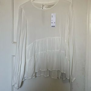 Urban Outfitters Tiered Babydoll Blouse Ivory S